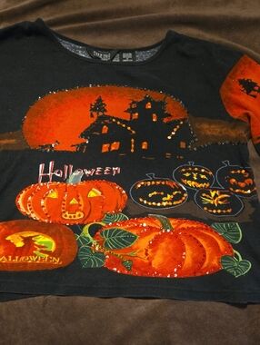 Take Two Black & Orange Halloween Pumpkin Graphic Tee